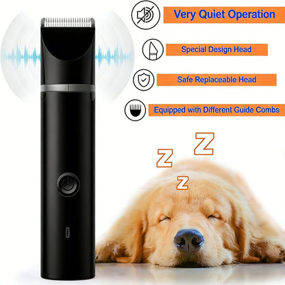 3-in-1 Pet Grooming Kit - Quiet Clipper, Nail Grinder & Detail Trimmer for Dogs & Cats