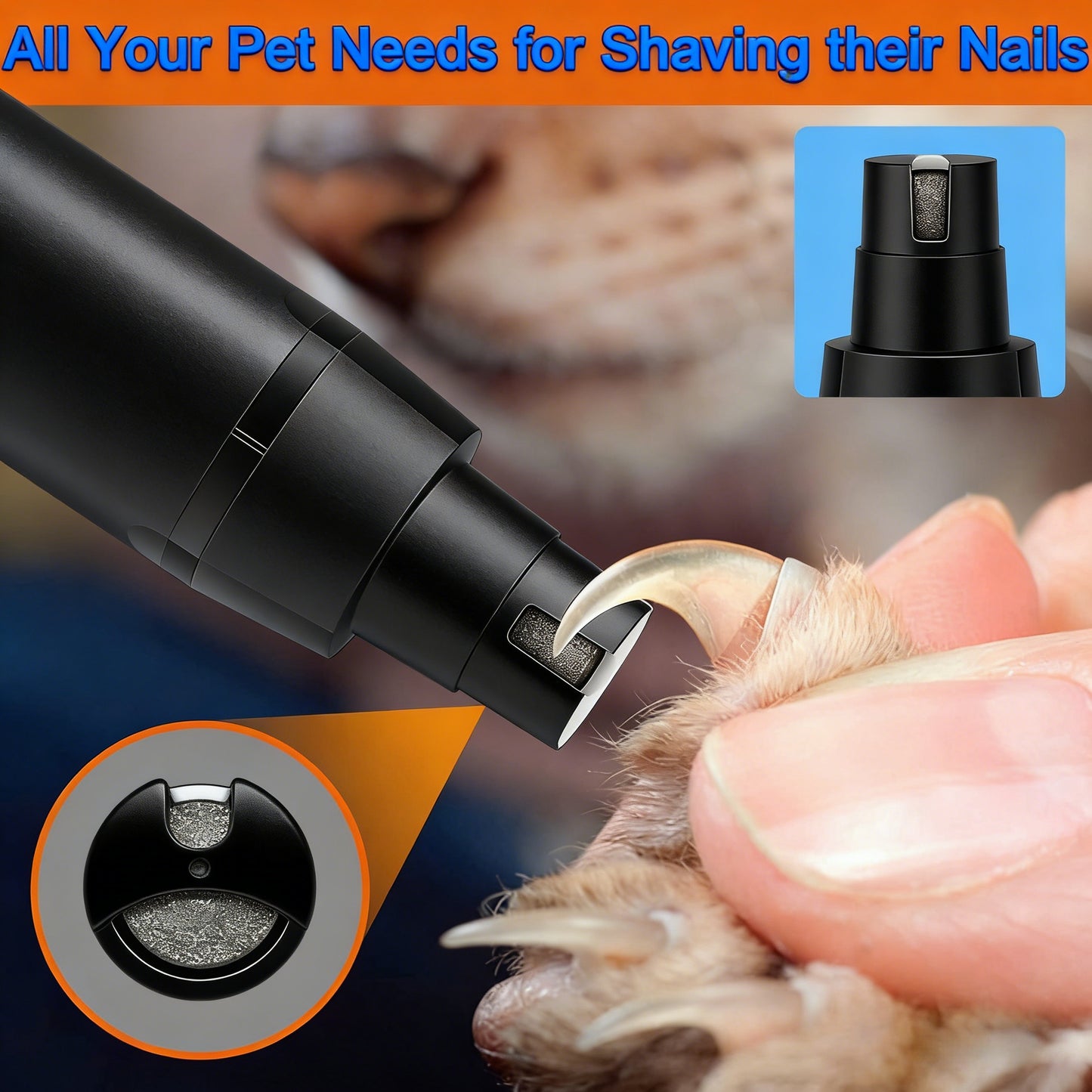 3-in-1 Pet Grooming Kit - Quiet Clipper, Nail Grinder & Detail Trimmer for Dogs & Cats
