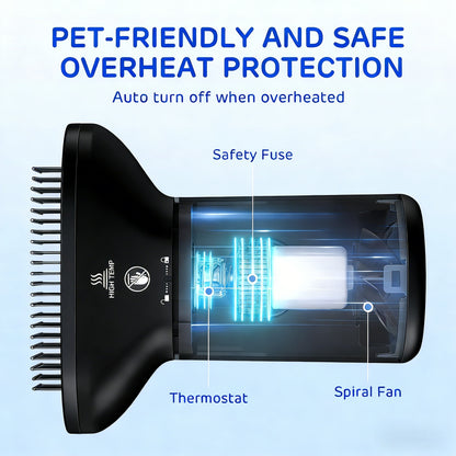 2-in-1 Pet Hair Dryer with Slicker Brush - 360° Airflow Dog Grooming Dryer