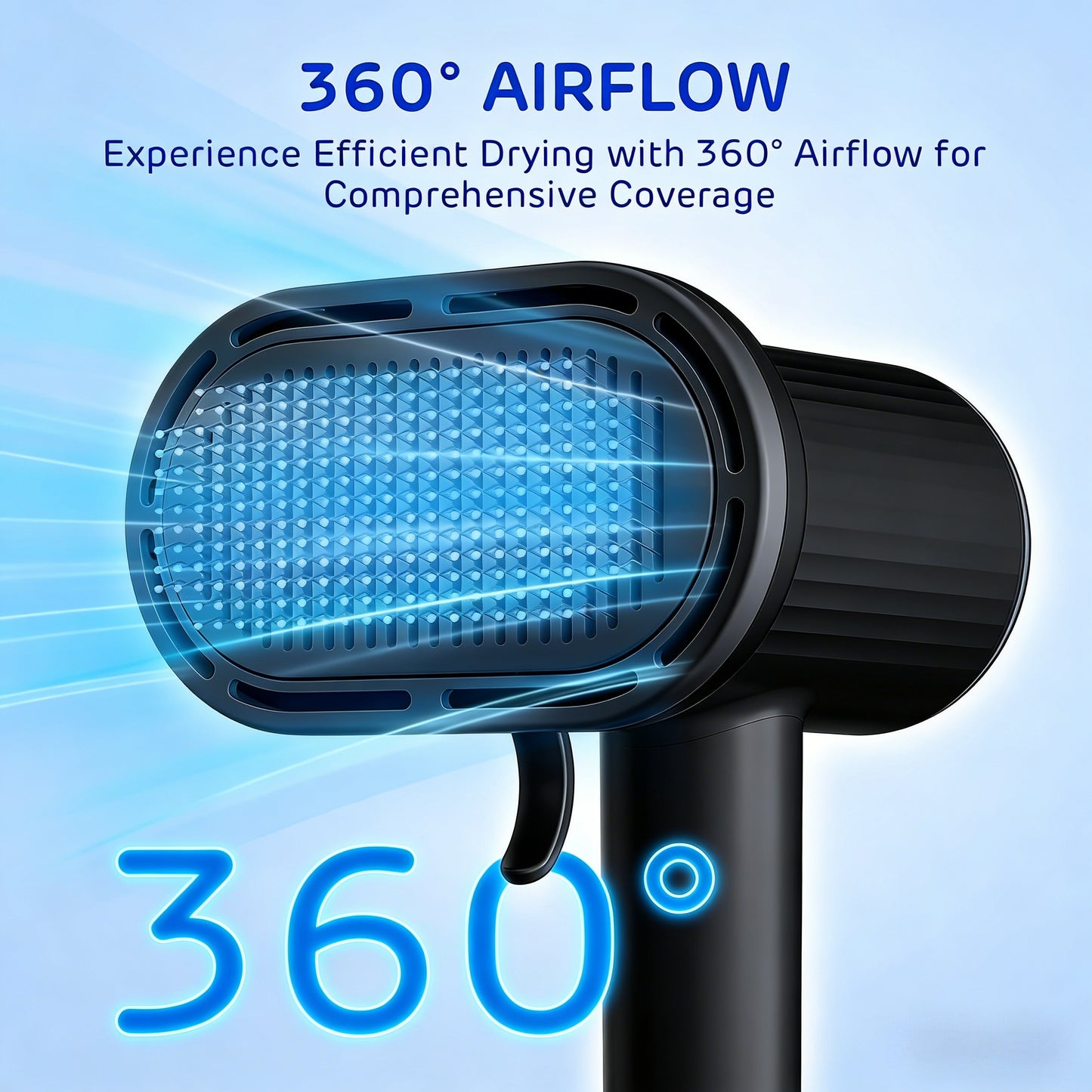 2-in-1 Pet Hair Dryer with Slicker Brush - 360° Airflow Dog Grooming Dryer