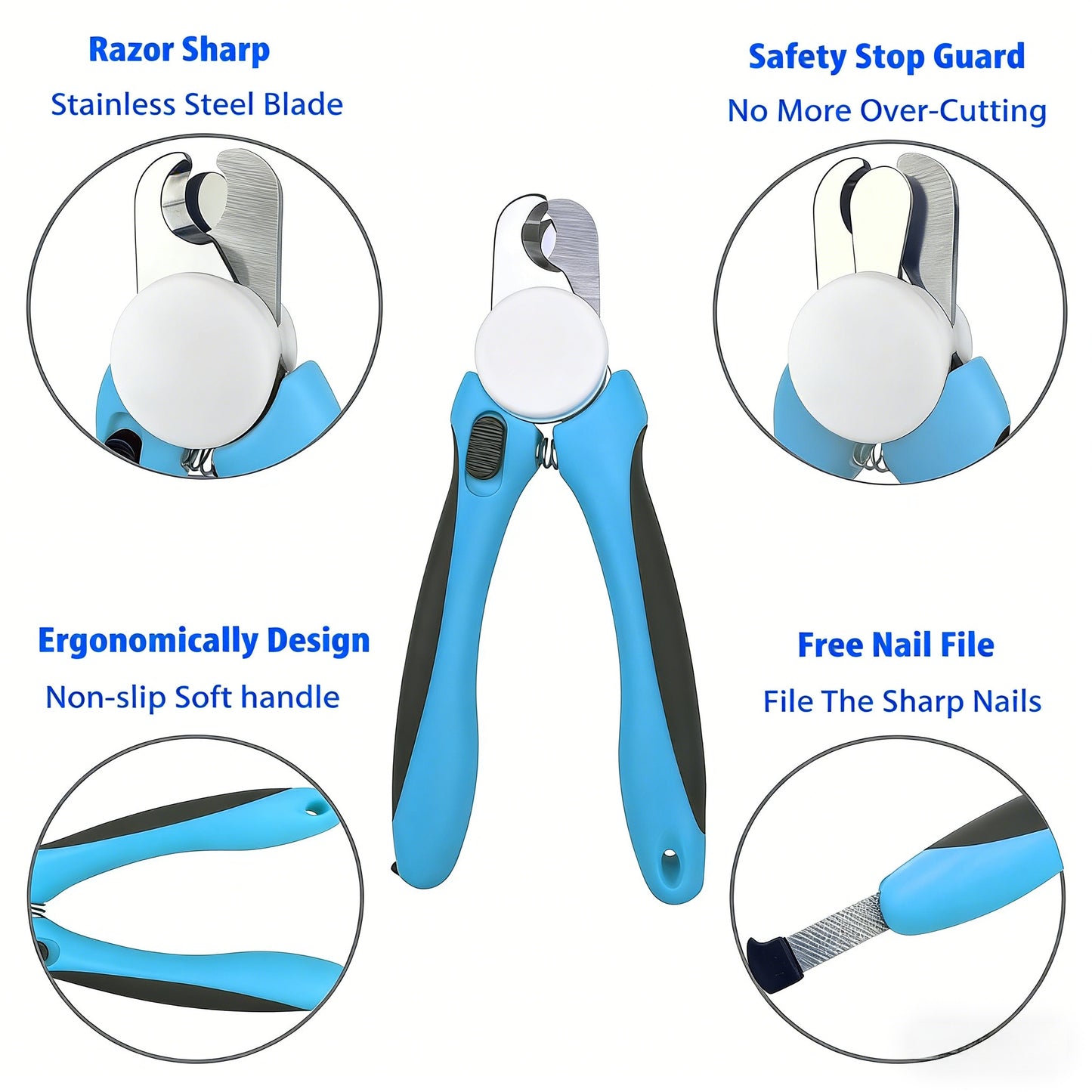 Dog & Cat Pets Nail Clippers and Trimmers - with Safety Guard to Avoid Overcutting, Free Nail File