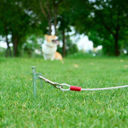 Heavy-Duty Dog Tie Out Cable - Stainless Steel Swivel Leash for Outdoor Use